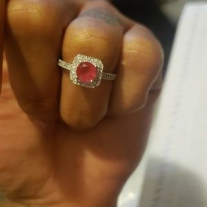 White Sapphire and Ruby Ring